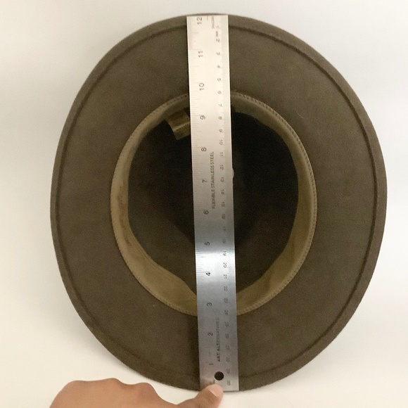 SOLD! VTG Mens Sz Medium Wool Fedora Hat Olive Green Dorfman Pacific Made in USA - Picture 7 of 12